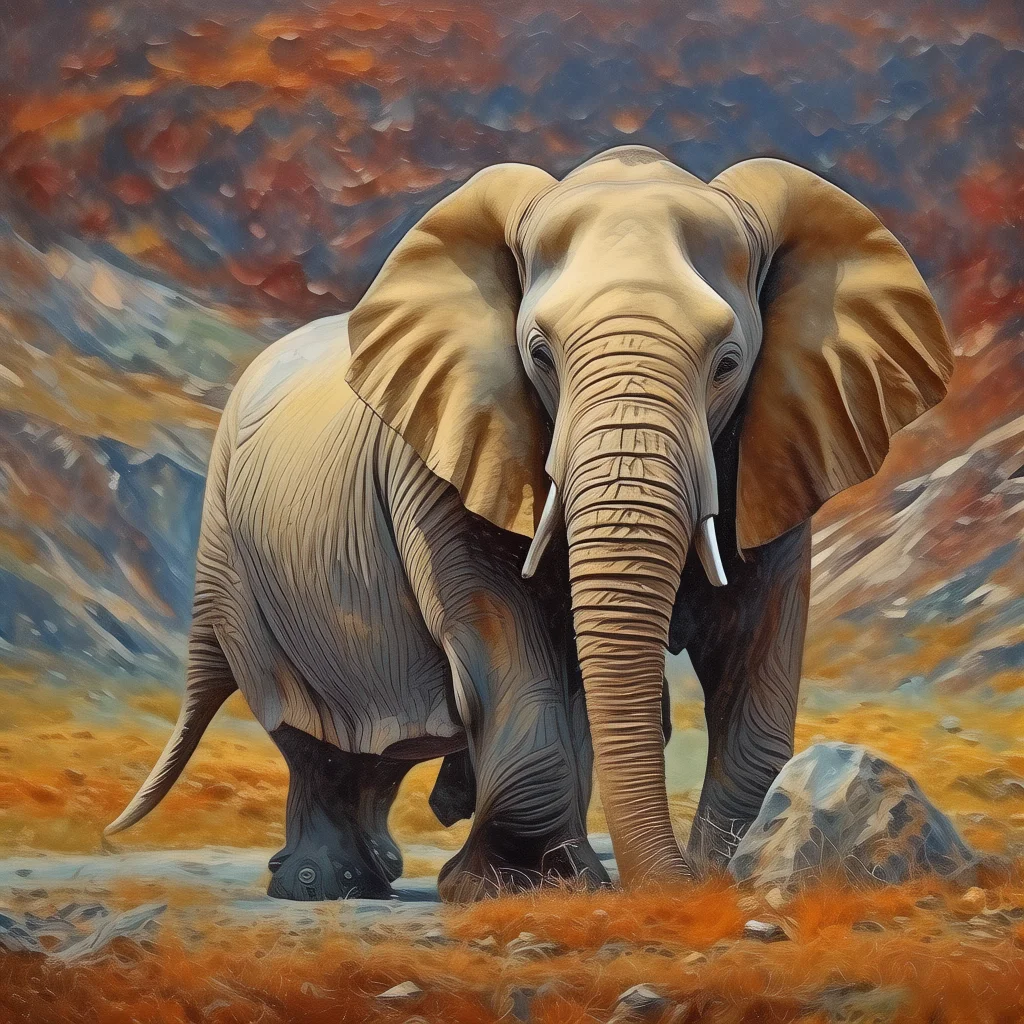 

4254785 Lawn elephant theme oil painting