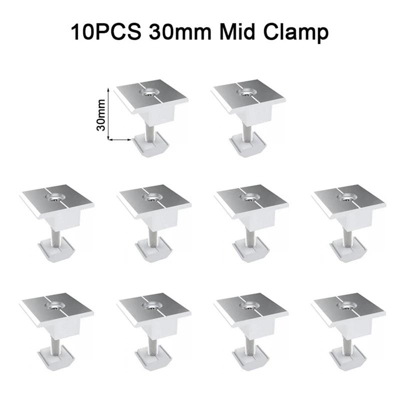 10Pcs Solar Clamp Adjustable Solar Panel Bracket Clamp Wide Photovoltaic Support For Solar Panel System 30Mm Durable Easy To Use