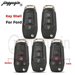 jingyuqin Flip Folding Car Key Shell Case 2/3/4 Buttons For Ford Focus Fusion Mk2 Mk7 Explorer Ranger Uncut Blank HU101 Blade