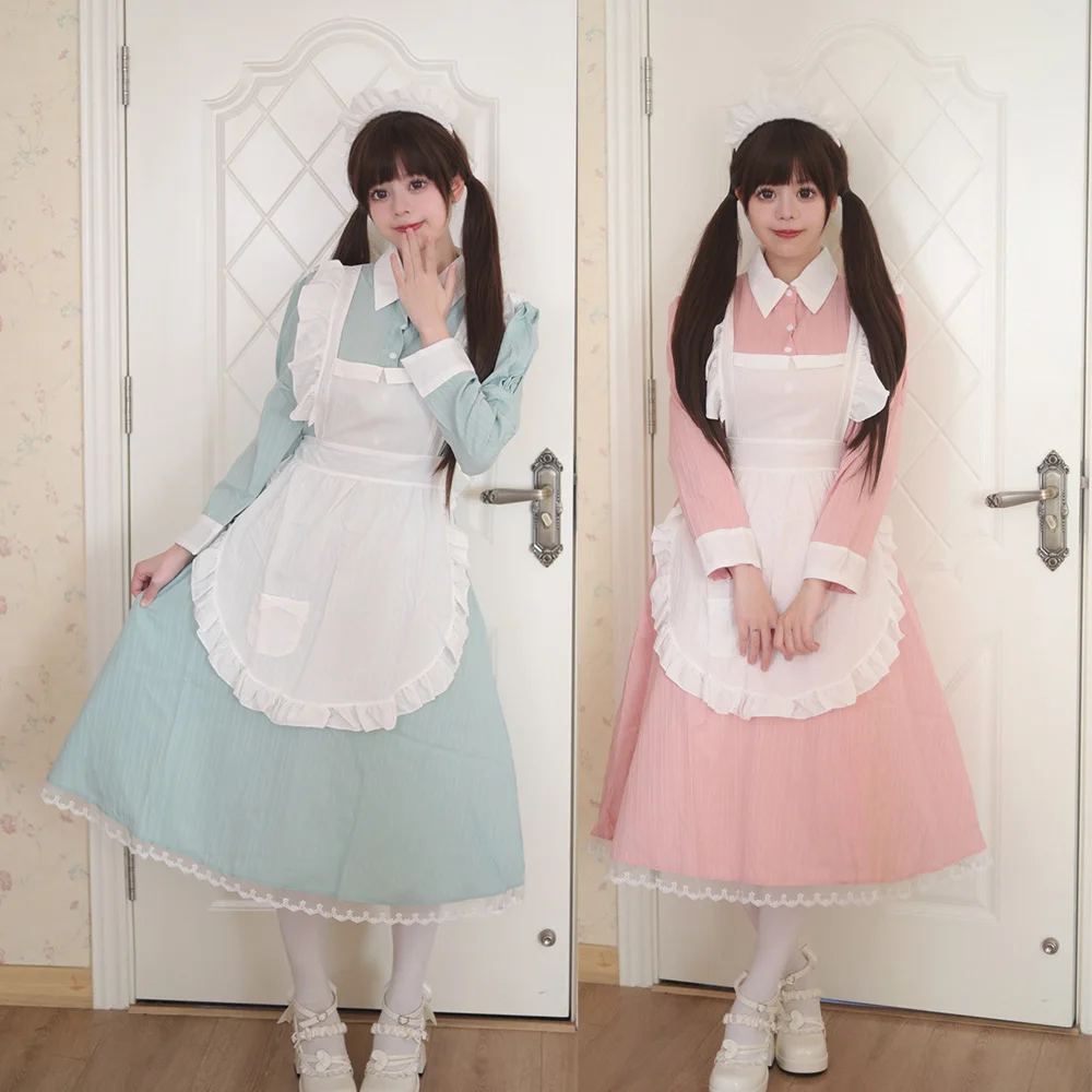 

Plus Size S-5XL Old Castle Long Sleeved Maid Costume Housekeeper Butler Maid Cosplay Cafe Attendant Waitress Party Outfits