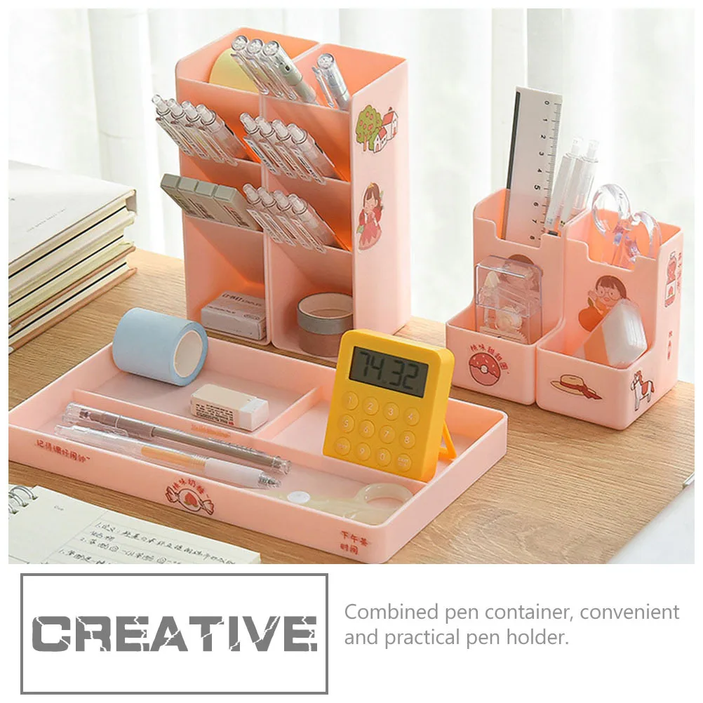 Drawer Style Pen Holder Desktop Organizer Multi-Grid Stationery Storage Box Plastic Pen Container For Office School