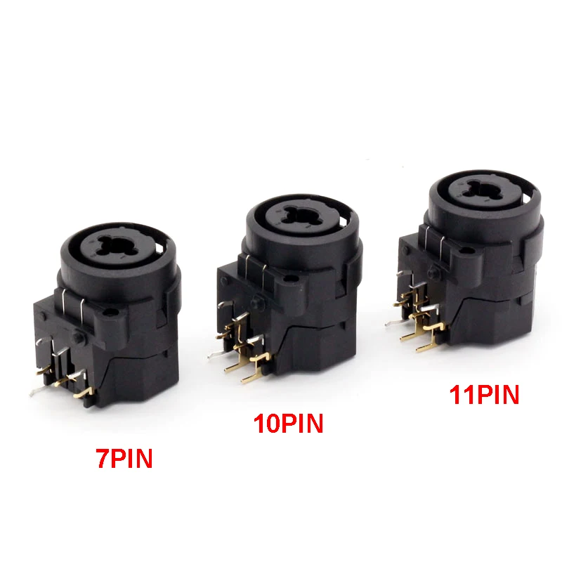 1PCS 7/10/11pin Dual XLR Jack+6.35mm Female Socket Set XLR Microphone Jack 7pin Seat Audio Socket Panel Mounted Type