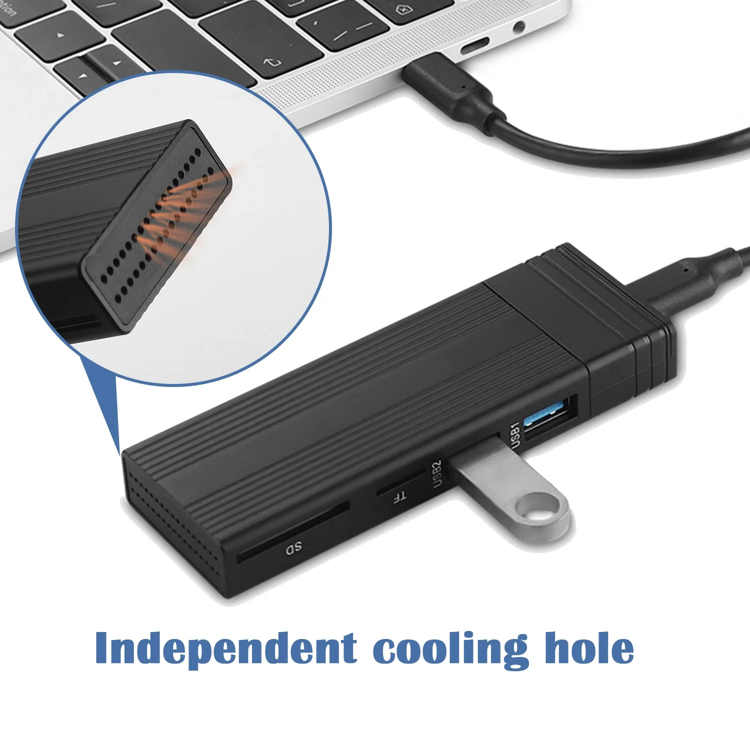 2 in 1 Type C to M.2 NGFF NVME to USB3.0 3.2 10G SSD Box+HUB