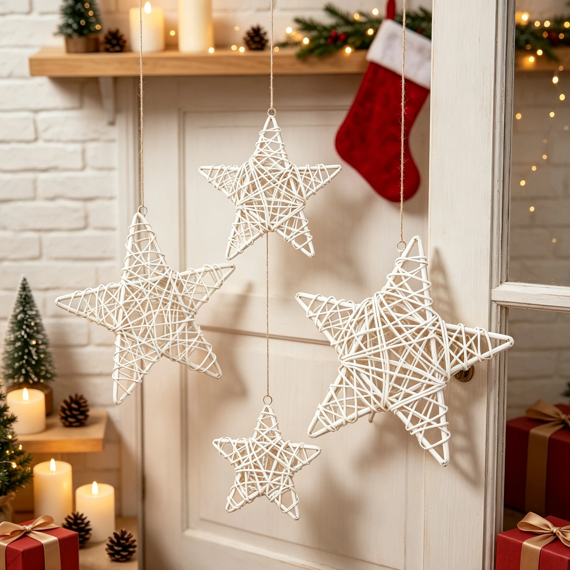 10/15/20cm Rattan-Stern Künstliche Blumen Weihnachten Halloween Dekoration Heim Zimmer Tisch DIY Handgemachter Türhänger Hochzeit Wandgeschenk – Detail 1