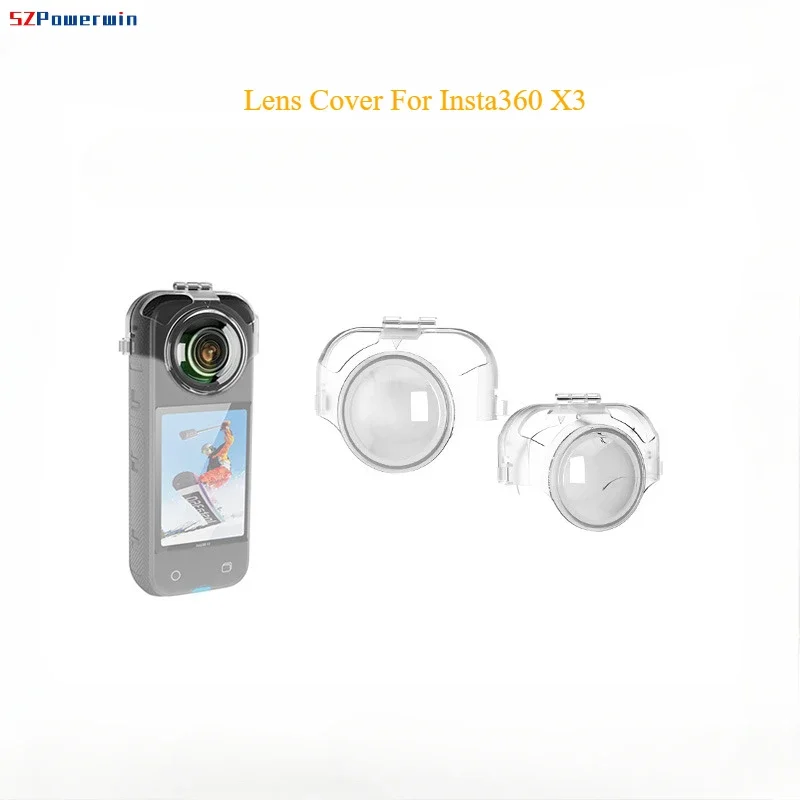 Powerwin غطاء للعدسات الشفافة ل Insta360 X3 اكسسوارات أطقم عدسة الحرس كاميرات بانورامية عدسة حماية المضادة للخدش