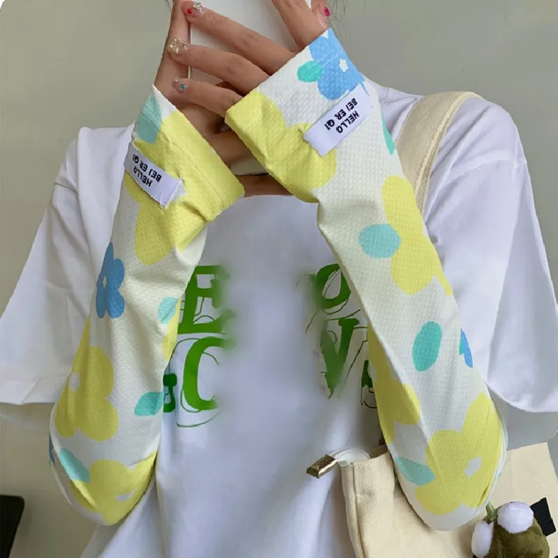 Ice InjRespirant Flower Anti-sunburn Arm Sleeves Cover, Fashion Women, Girls, UV Imaging Oversleeve, At Golves