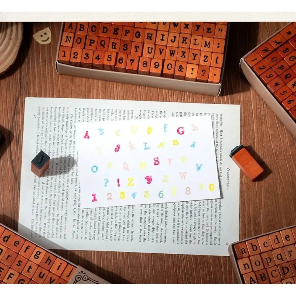 70 Buah Set Stempel Karet Kayu Gagang Kayu Ukuran Standar Set Stempel Nomor Stempel Karet Kerajinan Stempel Segel Standar Tahan Lama