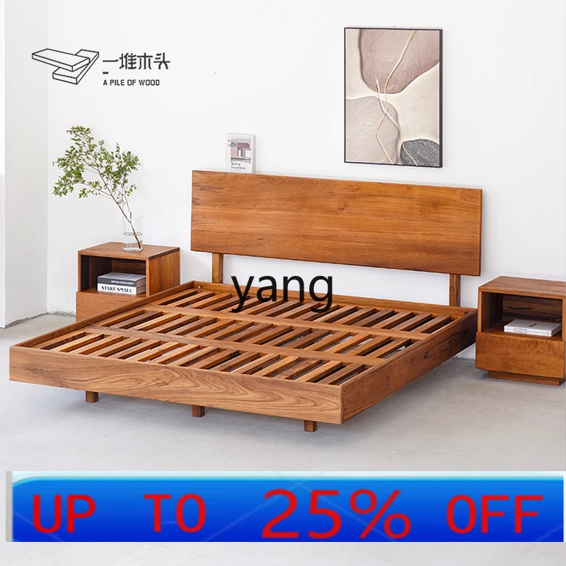 LMMSolid Wood Master Bedroom Adjustable Backrest Floating Bed