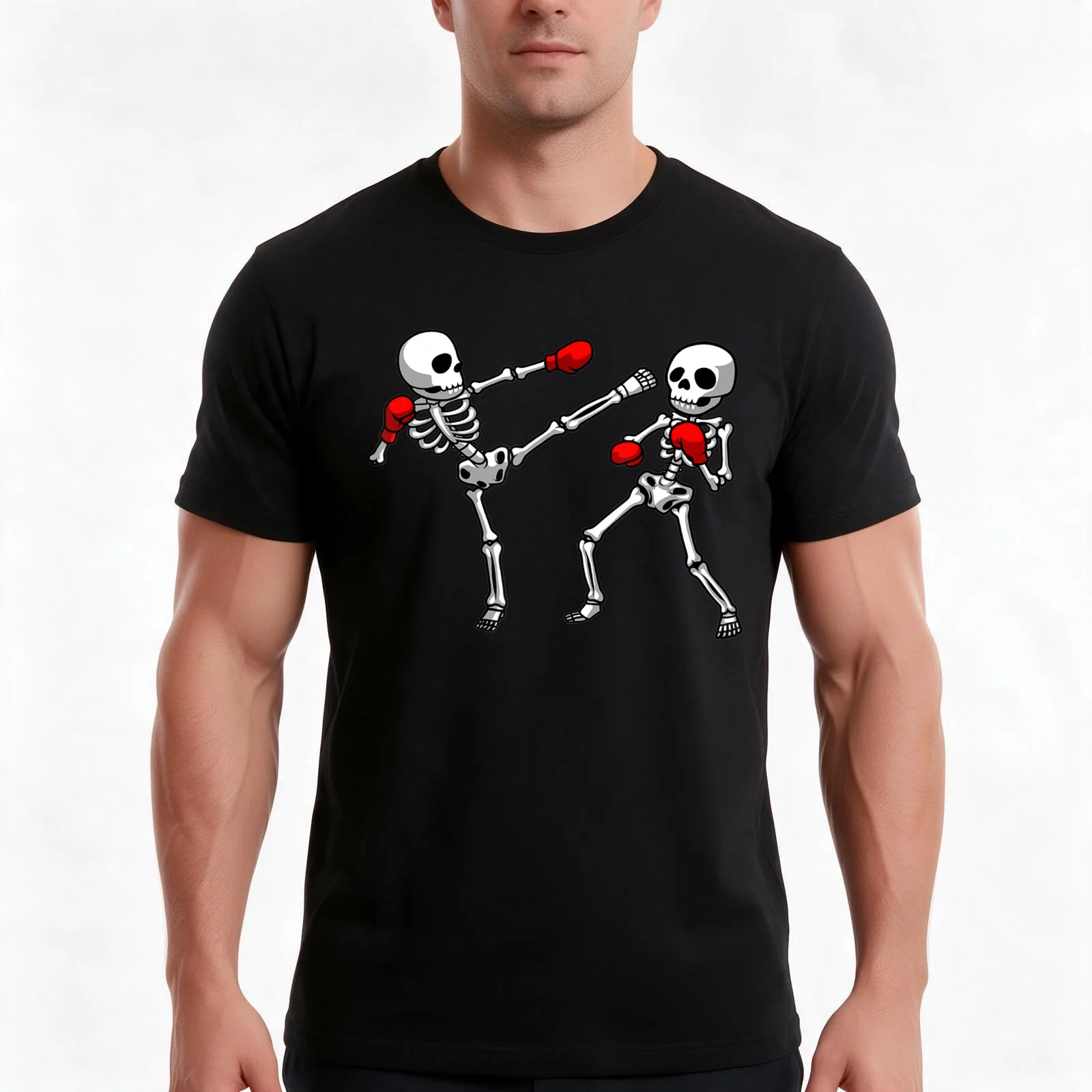 Cool Kickboxing Kickboxer Boxing T-Shirt, Summer Casual Cotton Tee, Oversized Streetwear Tops, Vintage Graphic Print