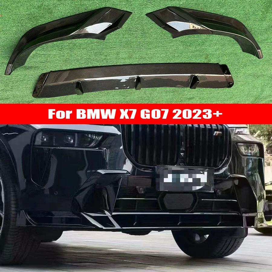 For BMW X7 G07 2023+ Carbon Fiber Car Front Bumper Diverter Spoiler Diffuser Front lip chin Shunt Car Accessories