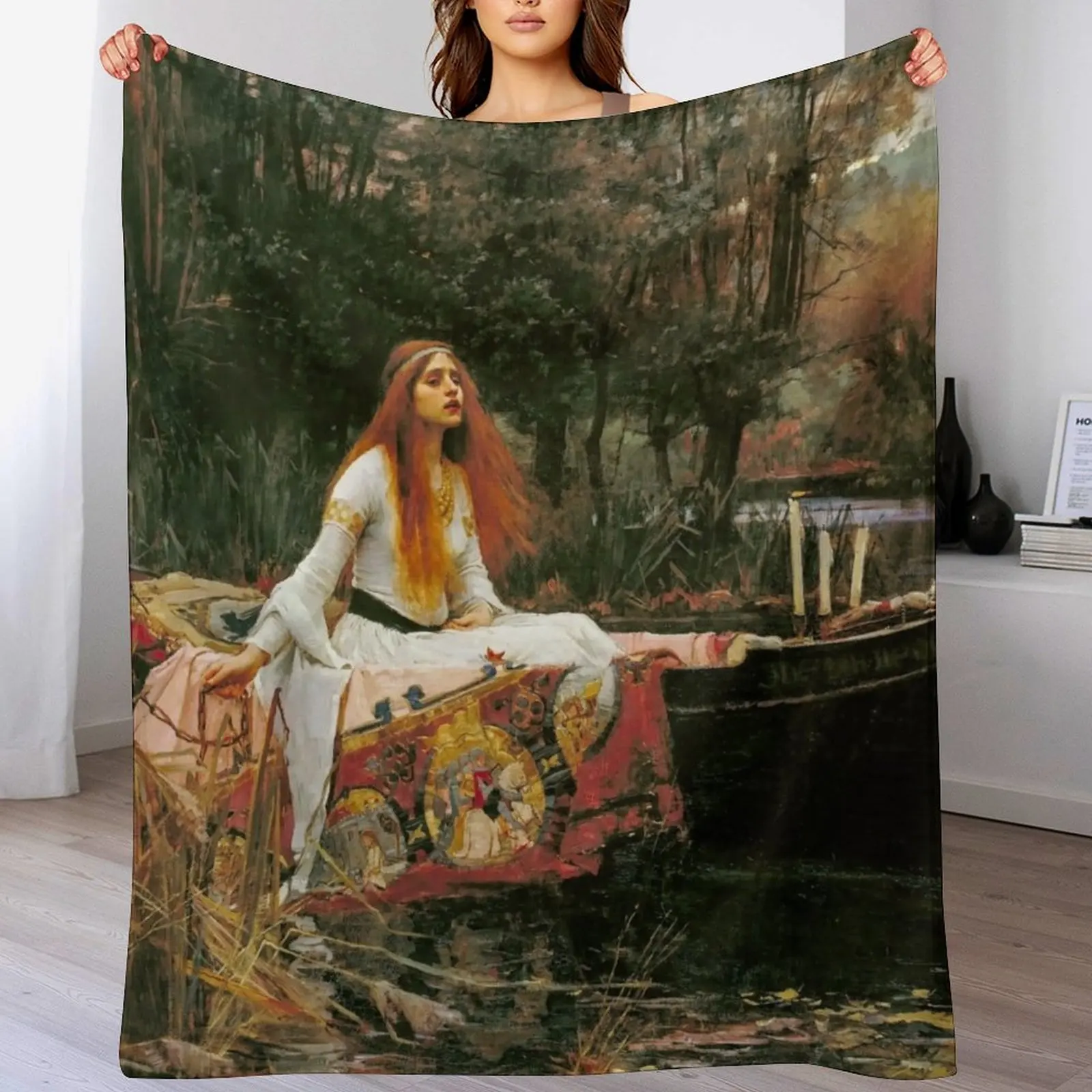 The Lady of Shalott by John William Waterhouse Throw Blanket Luxury St Soft Plaid Decoratives Personalized Gift Blankets