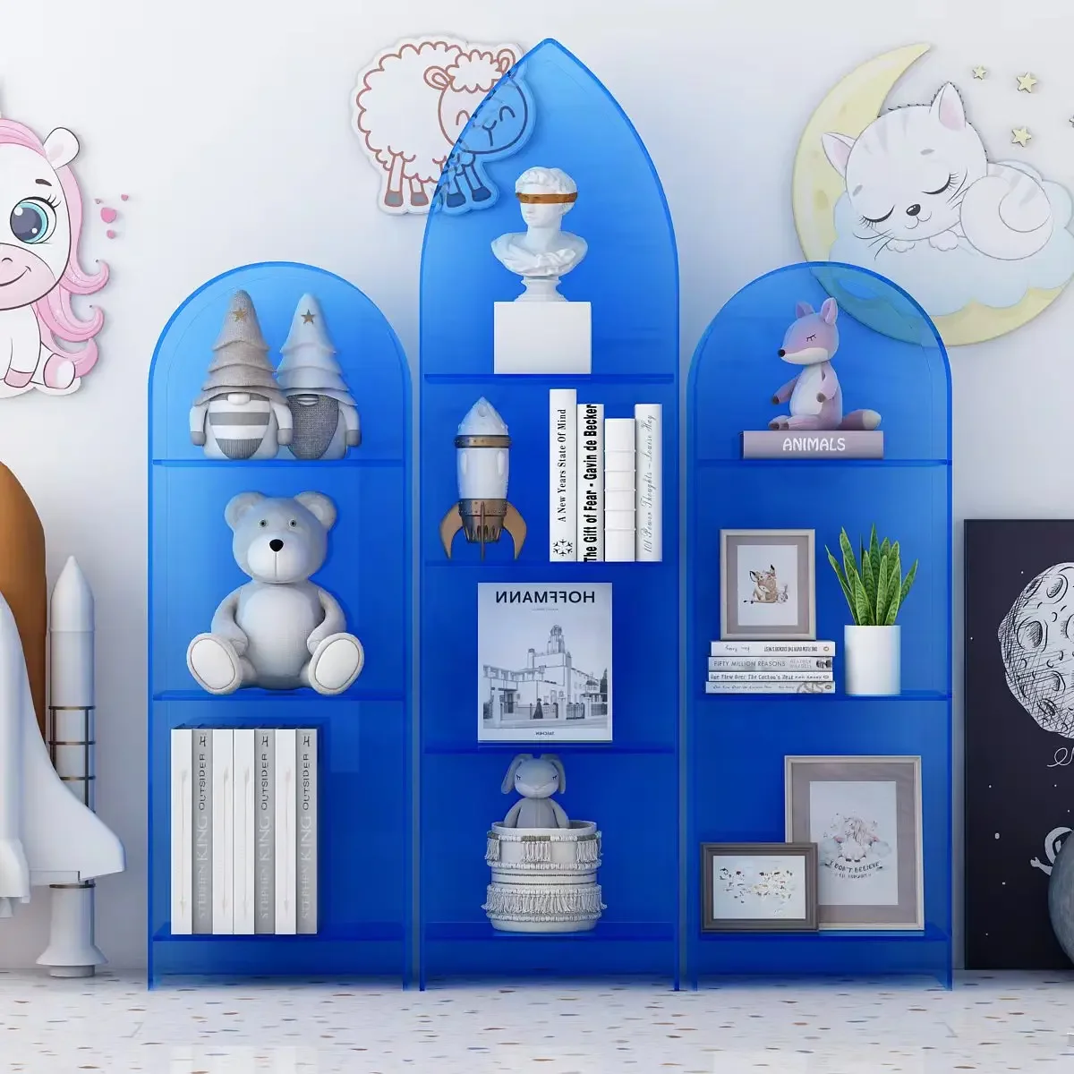 Simple acrylic creative combination children's bookshelf bedroom shelf multi-layer storage rack living room