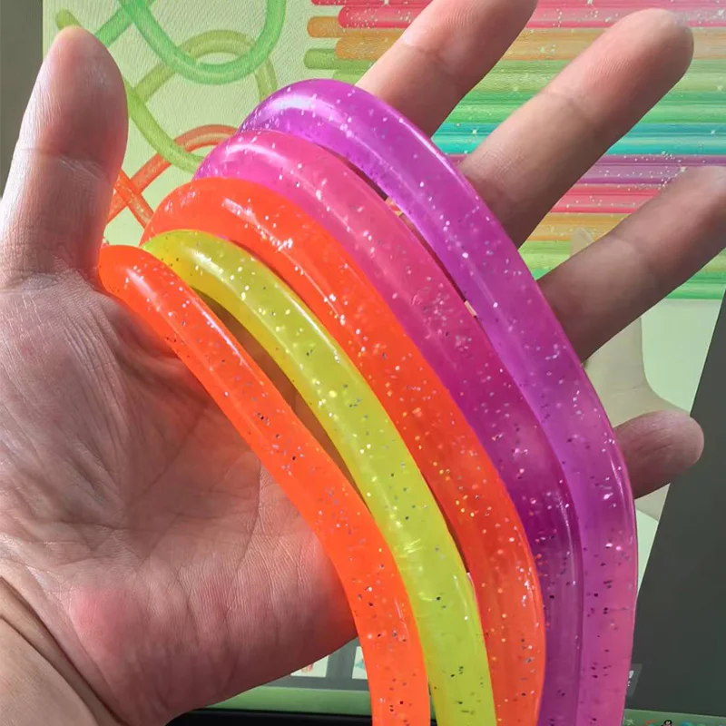 5 قطعة بريق بسط سلاسل جامبو الملونة تململ الشعرية اللعب ضغط الإصدار القلق للأطفال ADHD التوحد المنتجات الحسية