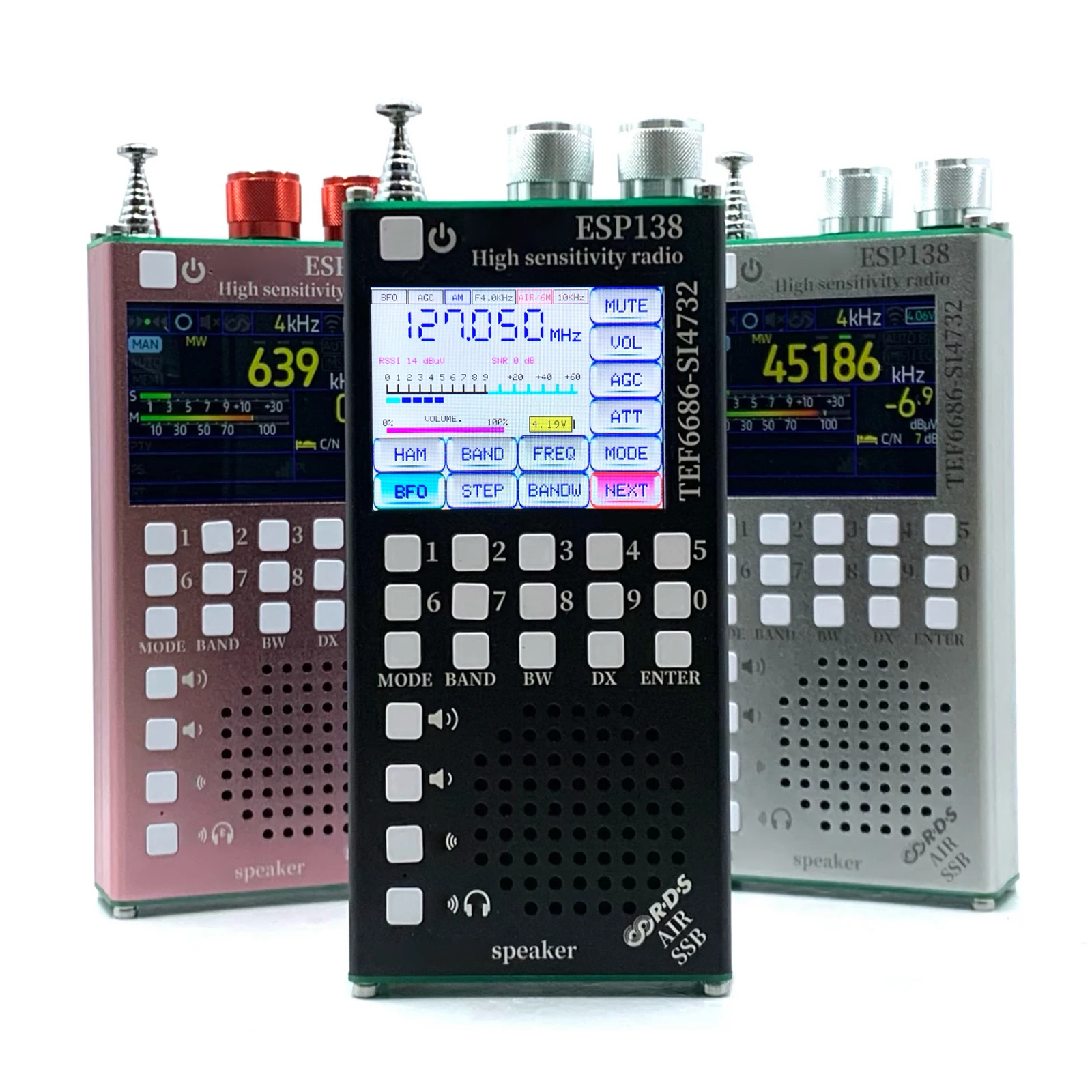 Radio dwutrybowe ESP138 o wysokiej czułości, radio BT, TEF6686, ESP32, SI4732, radio z wyświetlaczem danych RDS, radio FM/LW/MW/SW/AIR/SSB, odbiornik radiowy