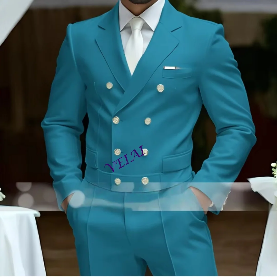 

Мужской костюм-двойка класса люкс: белый двубортный пиджак и брюки. Элегантный смокинг для свадьбы, вечеринки, торжественных мероприятий. Индивидуальный пошив.