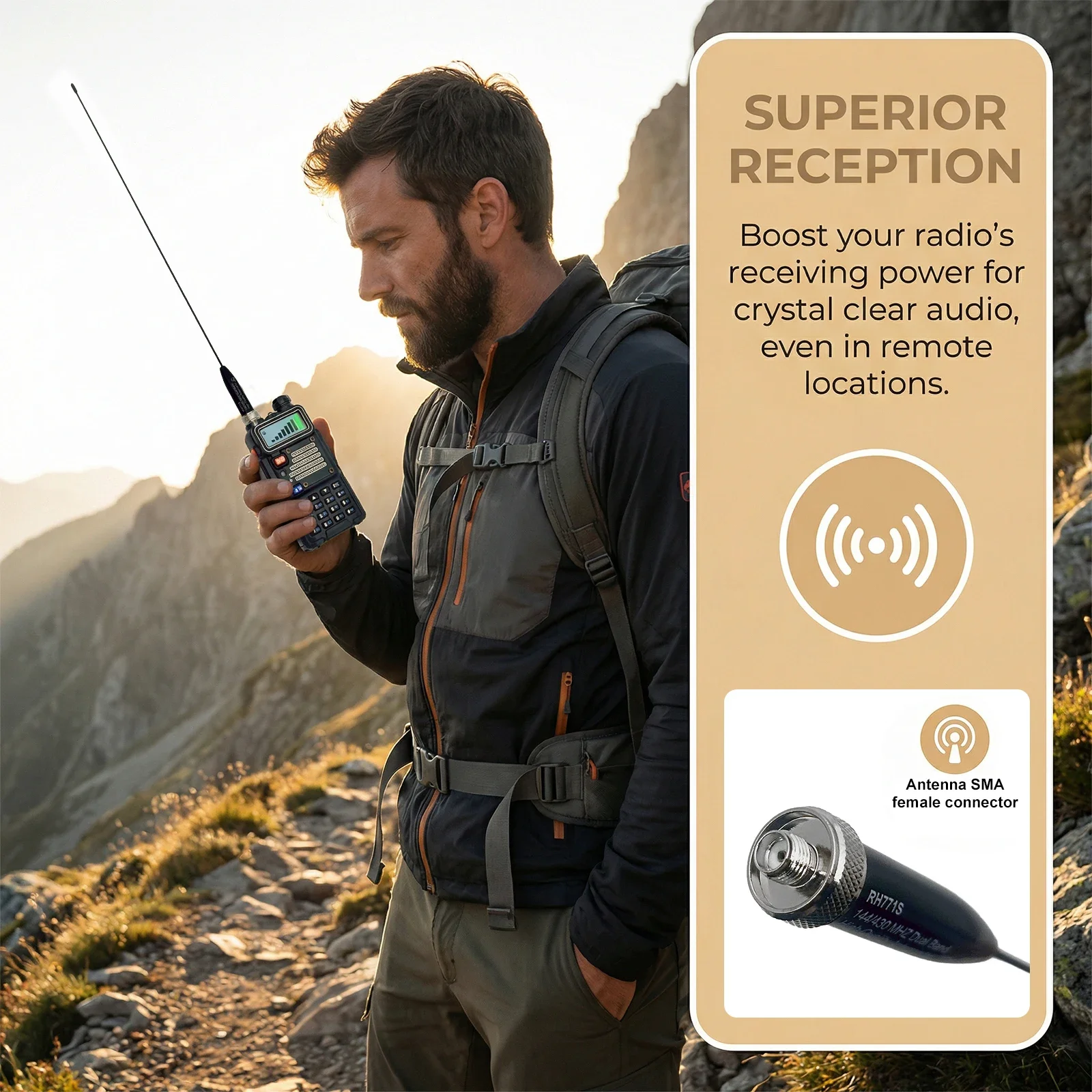 Walkie Talkie Antenna VHF UHF SMA Female Connector for Kenwood BaoFeng Walkie Talkie Accessories 144/430 MHz Dual-Band High Gain view 3