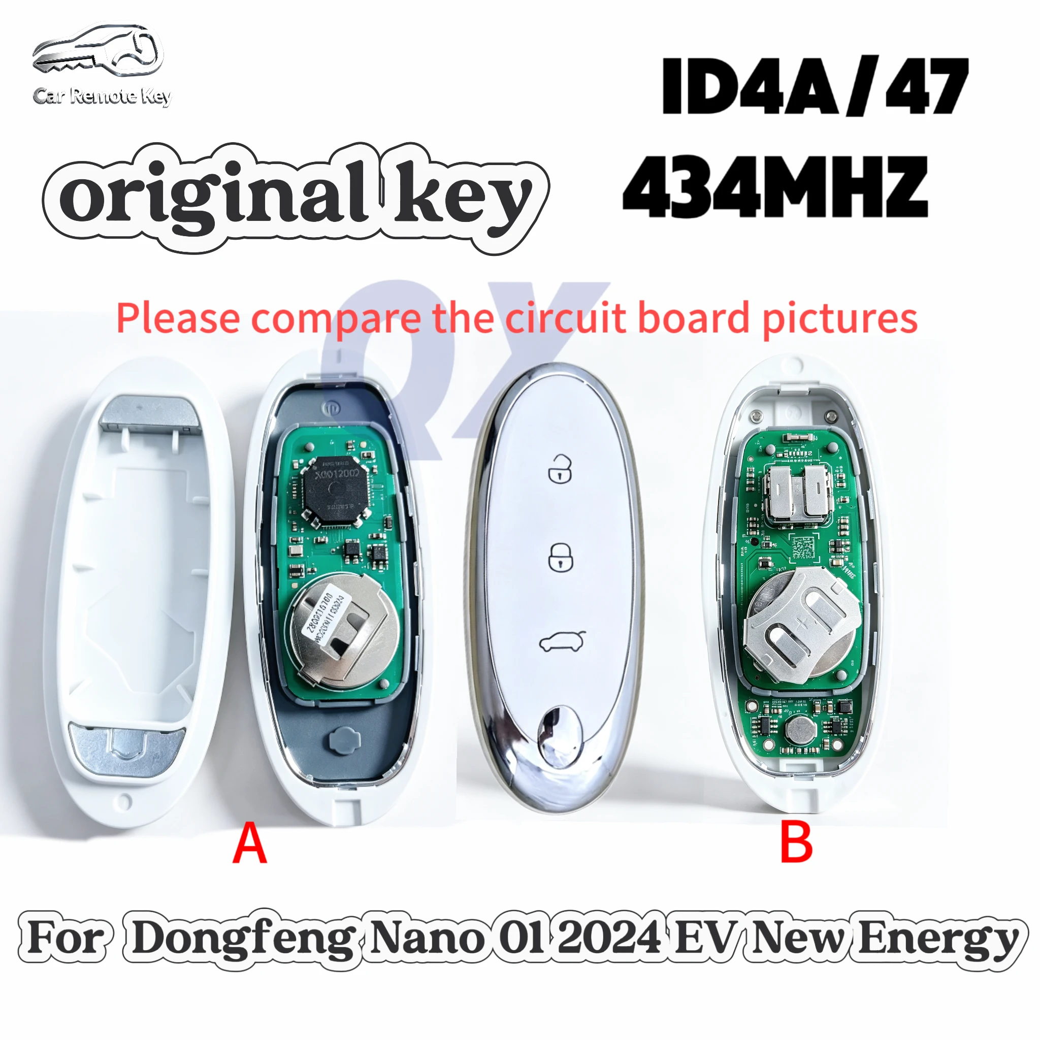 Original Smart Card Remote Car Key Replacement Fit for Dongfeng Nano 01 2024 EV New Energy，ID47/4A
