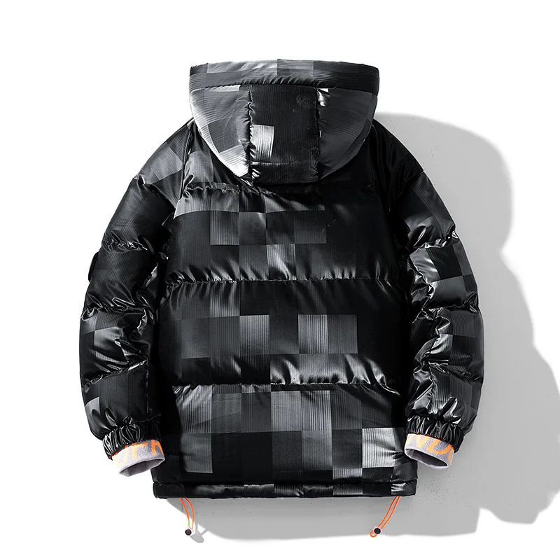 Outdoors Men Loose Solid Windproof Hooded Parka New Fashion Thicken Versatile Casual Coat Winter Keep Warm Comfortable Jacket