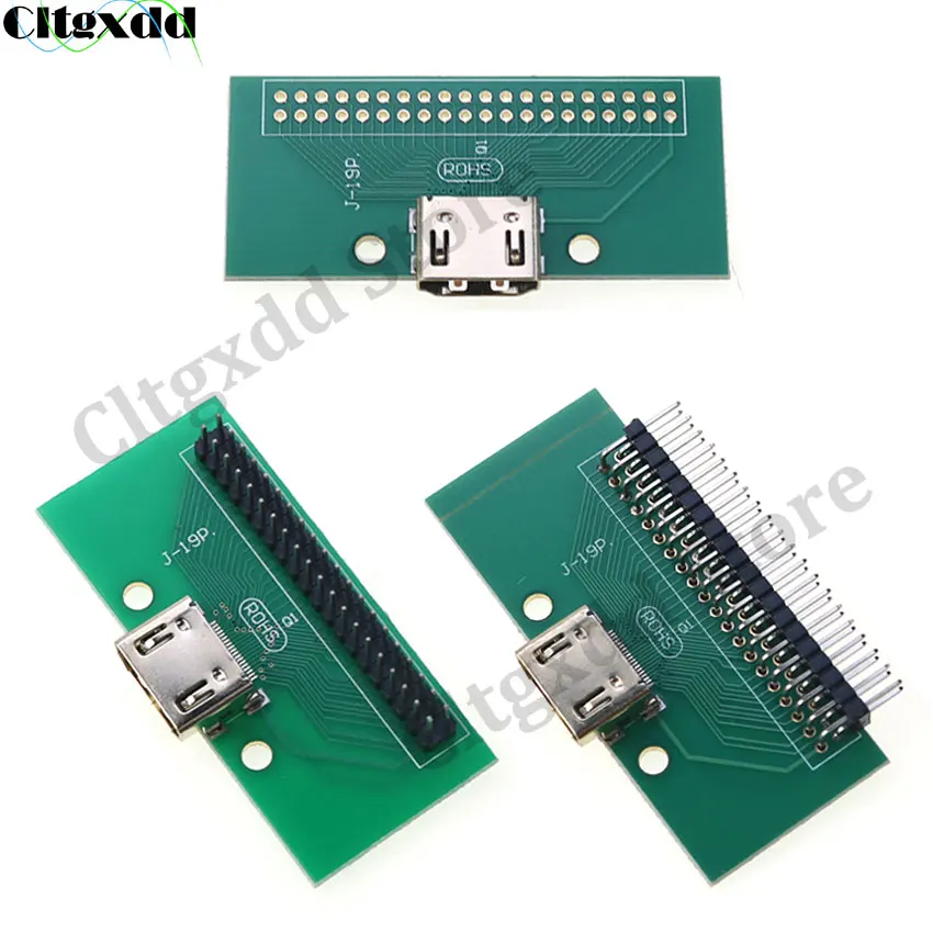 Cltgxdd HDMI-Compatible A Type 19Pin PCB Test Board 2.54mm Pitch 19 Pin HDMI Female Socket Connector Adapter Board