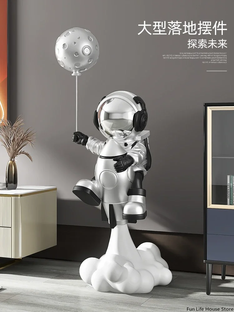 130 Cm Astronaut Balloon Sculpture Large Floor-standing Decoration Living Room TV Cabinet Home Decoration Statue Housewarming