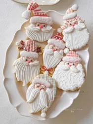 Christmas Santa Claus Pattern Cookie Cutter Nordic Style Xmas Head Shape Biscuit Stamp Frosting Cookie Fondant Cake Kitchenware