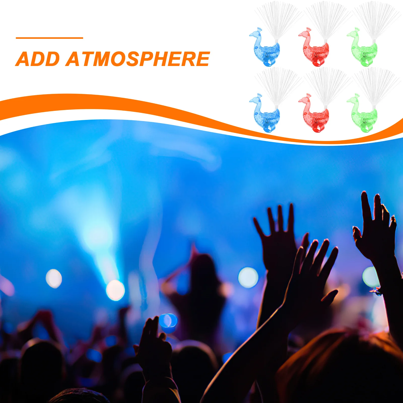 

24 шт. яркие оптоволоконные фонари в стиле павлина, красочные мигающие кончики пальцев для украшения вечеринок, мероприятия, оптоволоконные фонари