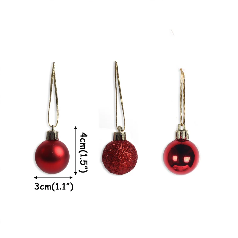 24Pcs Gold/Red Christmas Ball Ornaments for Xmas Tree Decoration Mini Christmas Tree Hanigng Balls New Year Home Decor Navidad