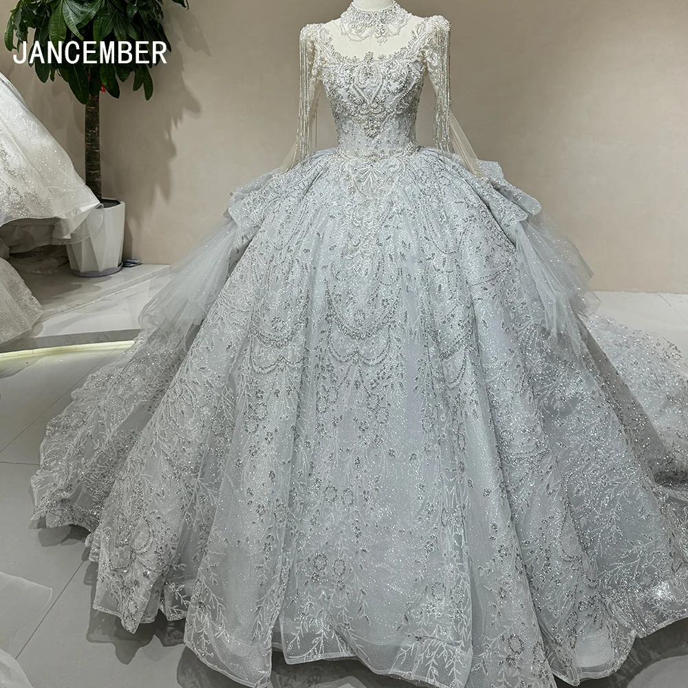 Modern Wedding Dresses Ball Gown Bridal Gowns Organza Full Sleeves Floor Length Robes Charming Vestidos De Novia Customized