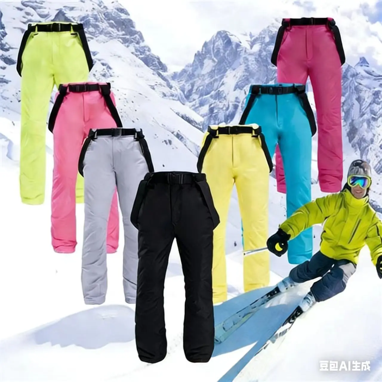 

Women Winter Pant High Quality Men Thick Warm Skiing Pants Windproof Waterproof Suspender Trouser Snow Snowboard Plus Size Pants
