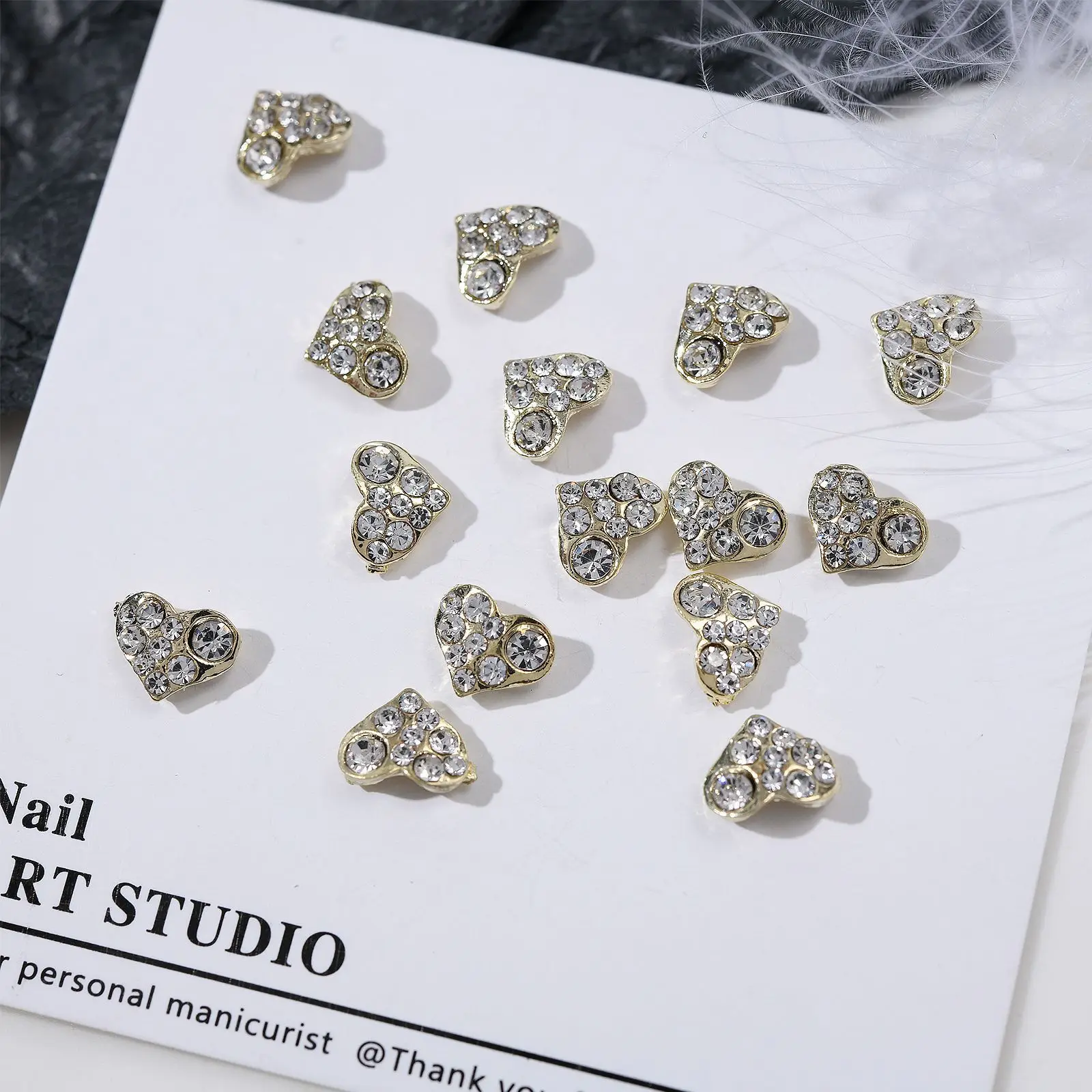 أظافر على شكل قلب ألماس جذابة ، ثلاثية الأبعاد فضي وأبيض k قلب حب ، أكسسوارات معدنية فاخرة ، 6x8x10 مجوهرات للأظافر