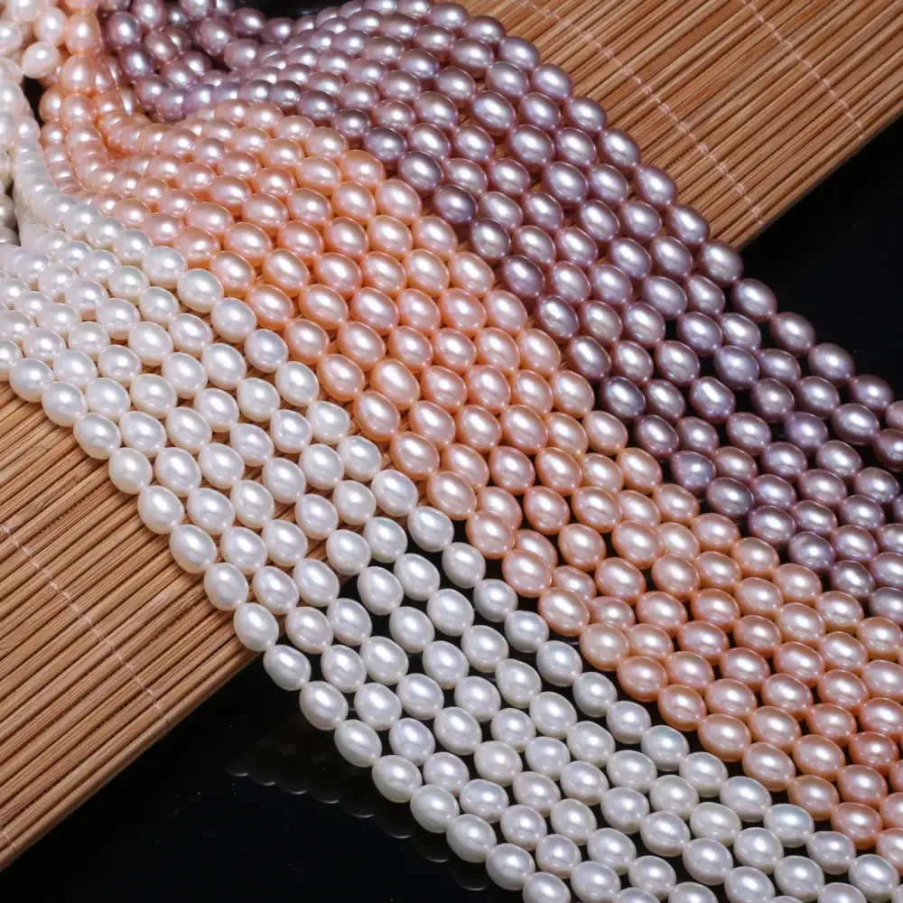 

Natural Freshwater Pearl Beads High Quality Rice Shape Punch Loose Beads for DIY Elegant Necklace Bracelet Jewelry Making 5-6MM