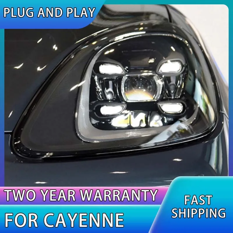 Todas as luzes de LED para Porsche Cayenne, luz diurna, feixe baixo, montagem de feixe alto, 2011-2018