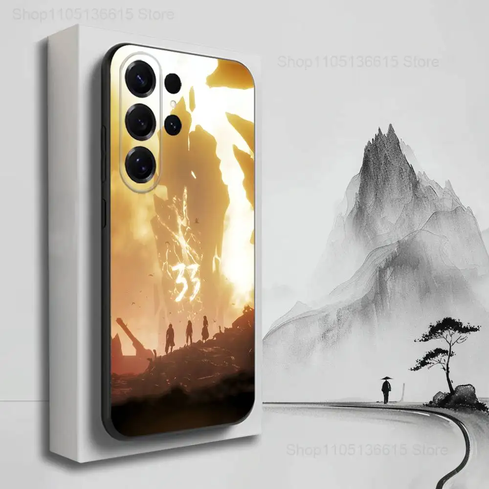 حافظة هاتف C-clair Obscur Expedition-33 لهاتف سامسونج S25، S24، S23، S22، S21، S20، S10، Ultra، Plus، Lite، FE، غطاء أسود من السيليكون الناعم #2