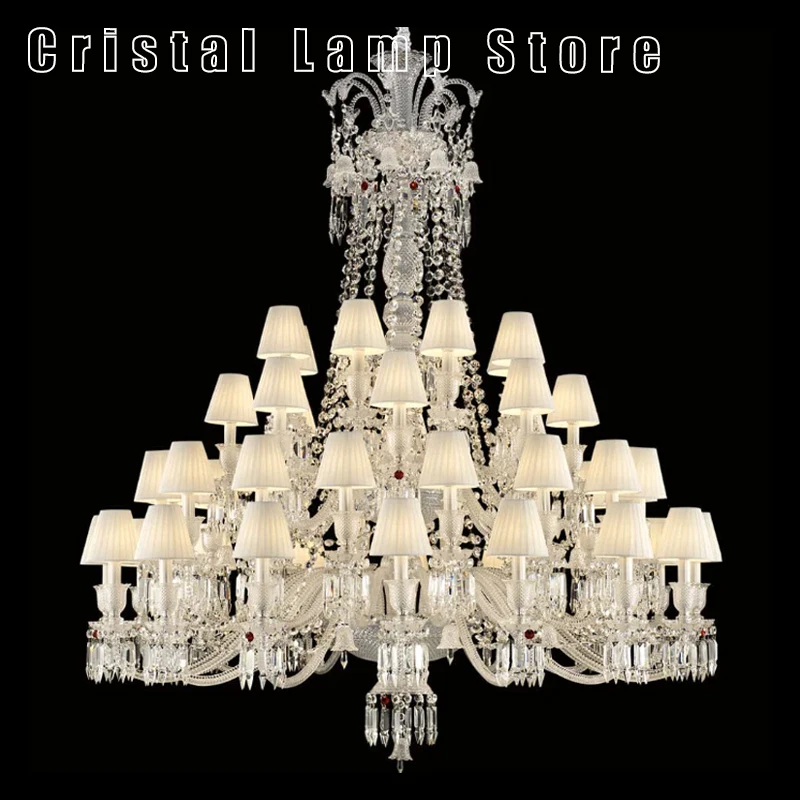 Traditional Style Hotel Lobby Luxury Crystal Hanging Light Chandelier Lighting Big Decorative European Vintage Luxury Lamp