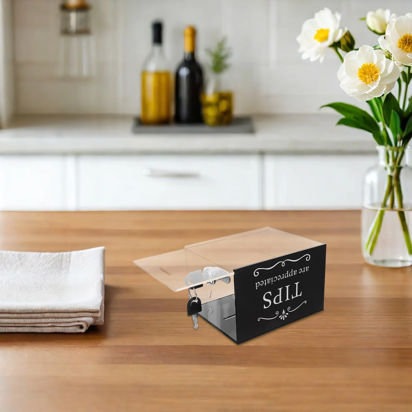 

Elegant Acrylic Tip Box Sealed Structure Prevents Dirt Entry Perfect for Restaurant Tip Collection Charity Donations Home Office