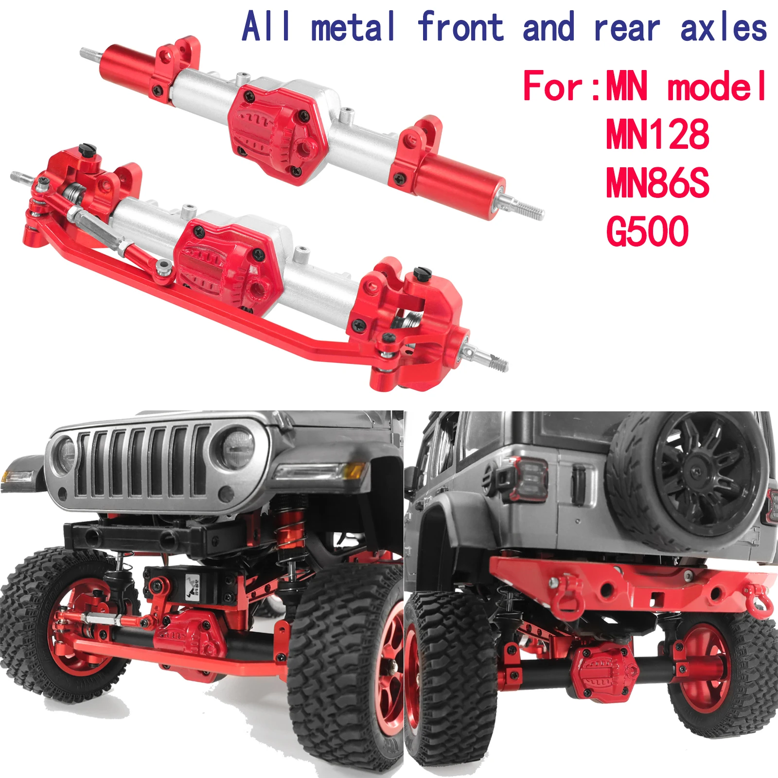 Metal Front and Rear Axles, Straight Axle, Suitable for MN Model 1/12 MN128 MN86 MN86s G500 Climbing RC Car Upgrade Accessories