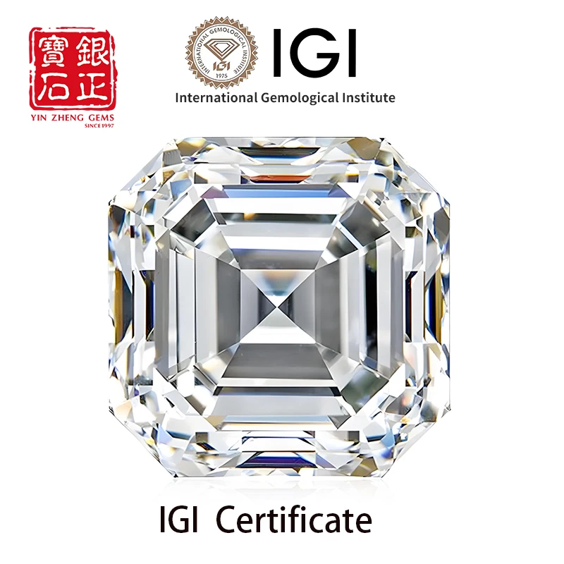 YinZheng Gemstones Lab Grown Diamond CVD Asscher Cut E Color VVS2 2EX N 2.03-2.95ct Diamond for Women Lab Grown Diamonds