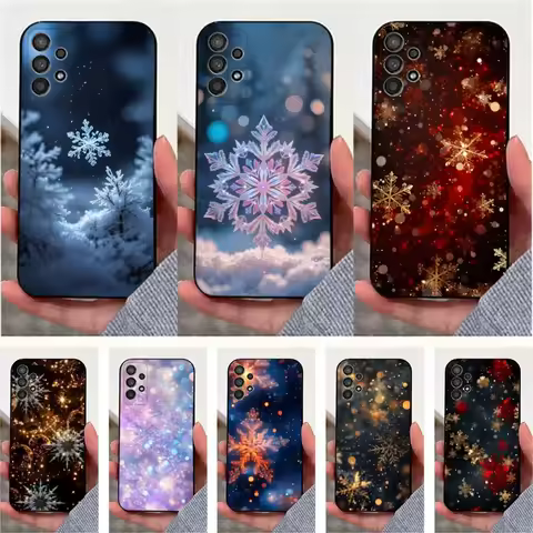 Christmas Snowflakes Art Case For Samsung S25,S24,S23,S22,S20,S21,S10,Ultra,Plus,Lite,FE,Soft Silicone Black Cover