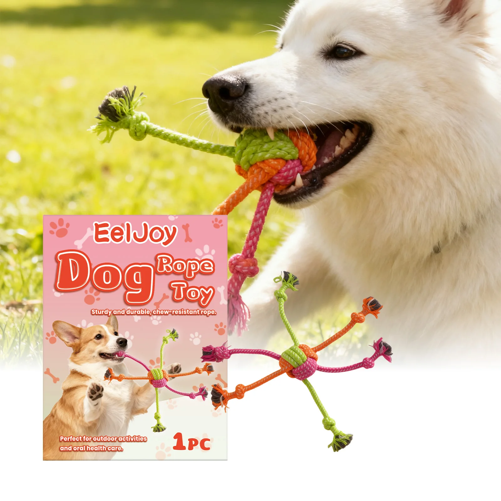 

EelJoy Pet Dog Knot Toy is resistant to biting and can relieve boredom. Daily Interactive Play Dog Knot Toy