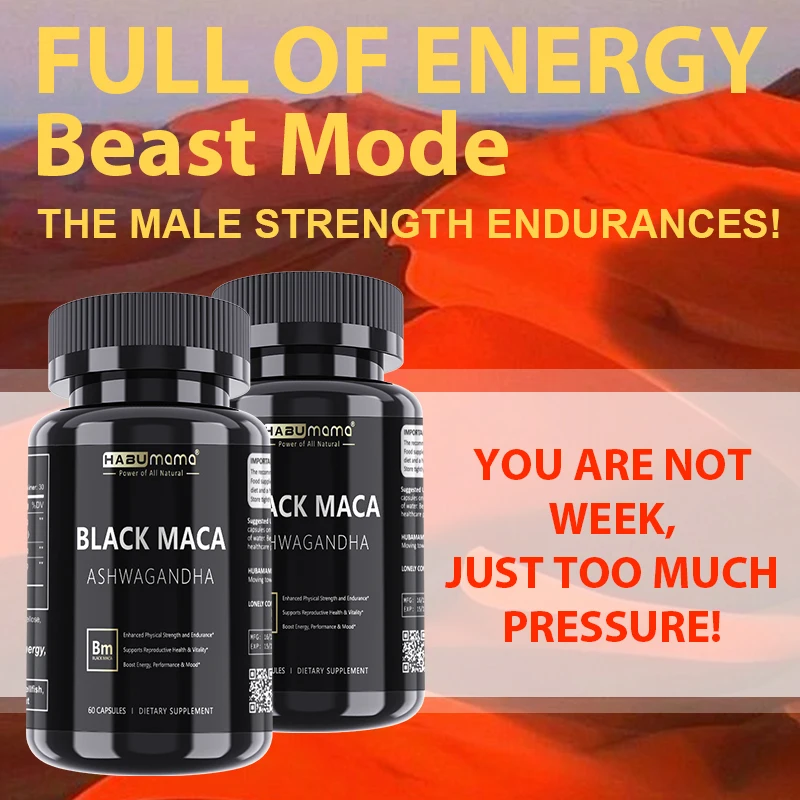 HABUMAMA Black Maca Booster for Men - Maca Supplements for Health