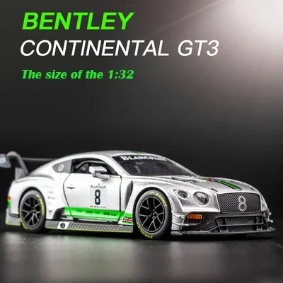 

Гоночный автомобиль Bentley GT3 1:32, модель высокой модели из литого металлического сплава, модель автомобиля со звуковым оформлением, коллекционная детская игрушка, подарки E13