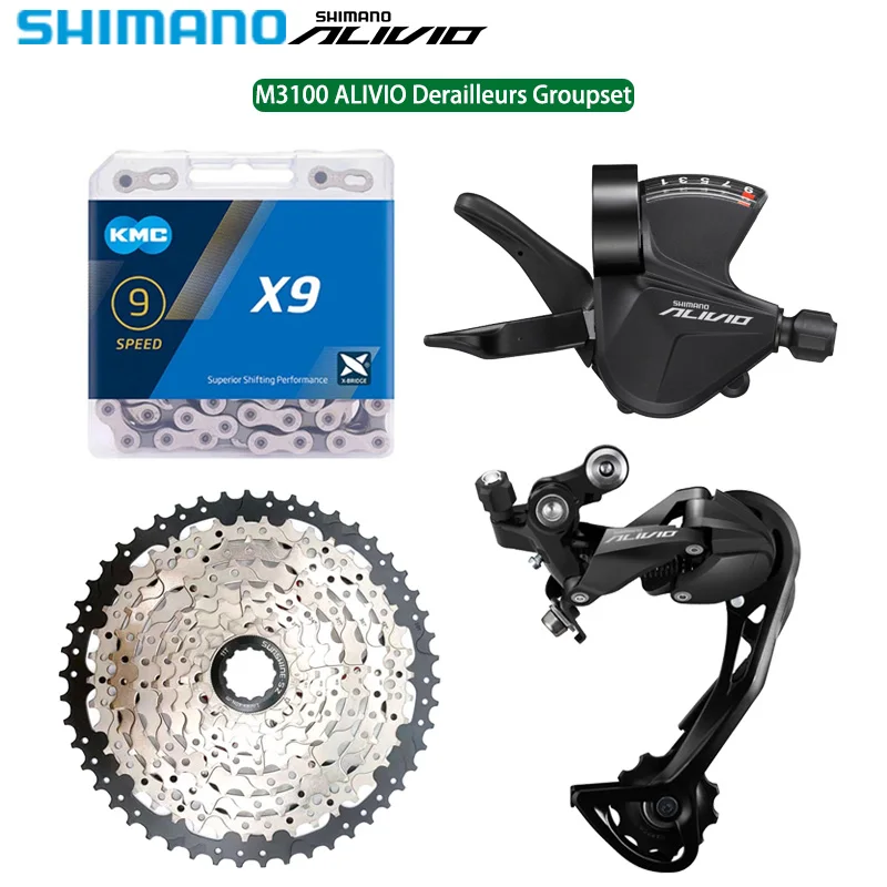 

SHIMANO Alivio M3100 Group 1x9 Speed 9s SL-M3100 Right Shift Lever RD-M3100 SGS Rear Derailleur X9 Chain Sunshine Cassette