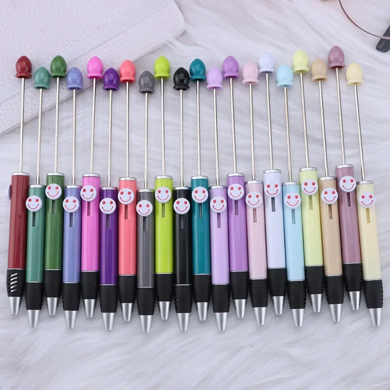 1/5/10/20/30/50/100pcs DIY Smiley Face Bead Ballpoint Pen Creative Bead Pen Stationery Student Gift Pen School Office Supplies