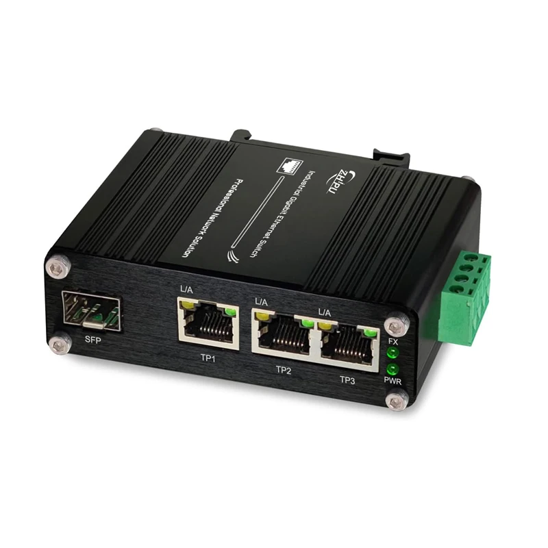 

Industrial 3/4-Port Gigabit Ethernet (PoE) Switch with SFP Din-Rail 10/100/1000Mbps Optical Fiber Switch 12-48VDC Input