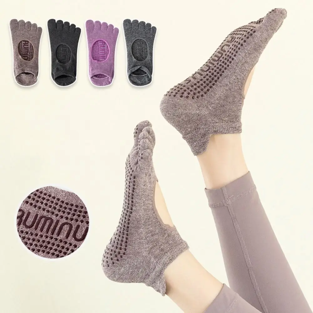 1 Pair High Quality Anti-slip Yoga Pilates Socks Split Toe Cotton Sport Socks Comfort Breathable Five-finger Socks Women