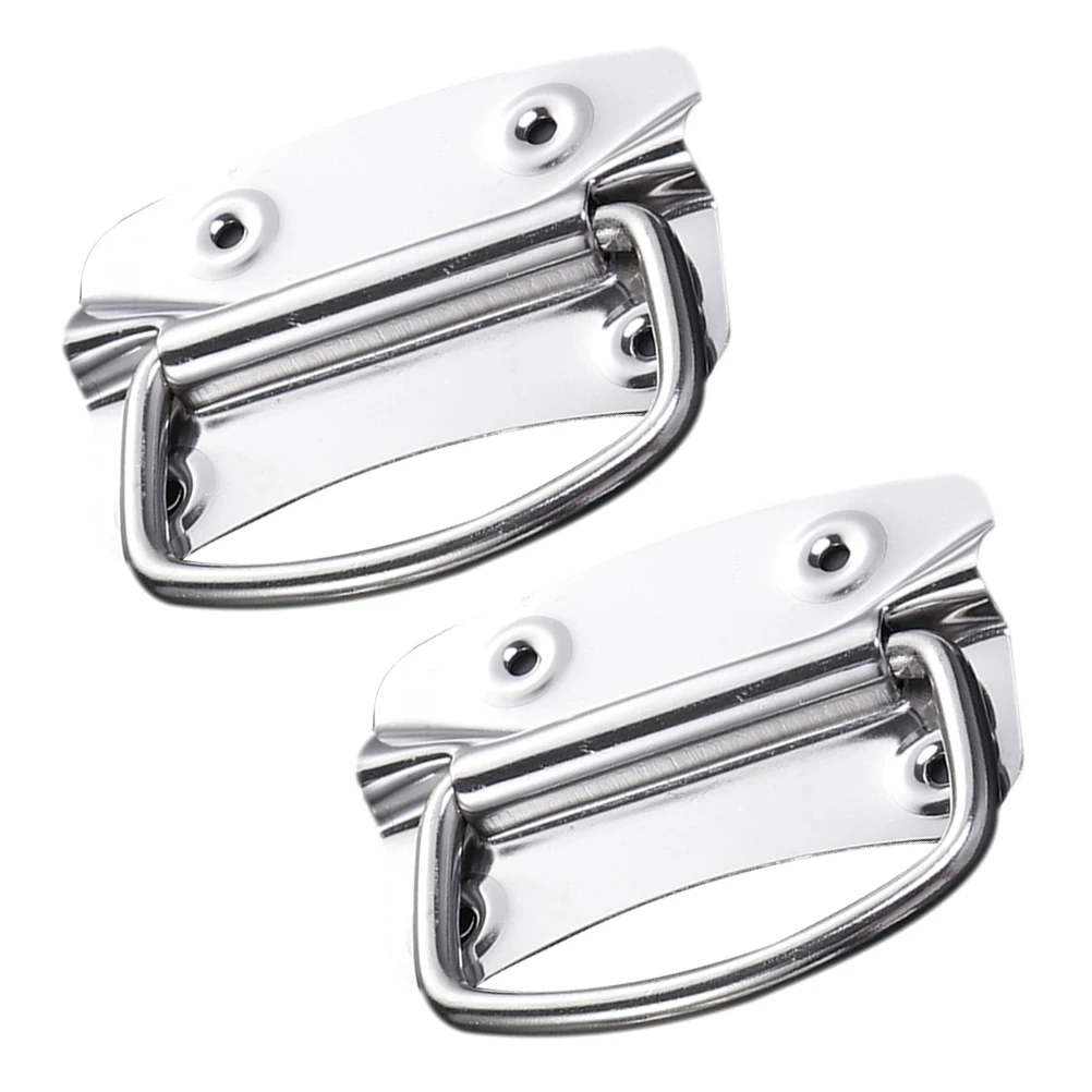 

2 Industrial H les Metal Container Lift Ring Nickel Plated Toolbox Boat Case Flush Mount Heavy Duty Surface