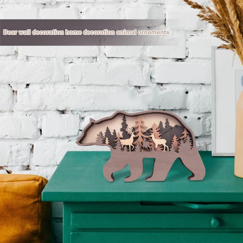 Bear And Deer Wall Decoration, Bear Decorations For Home, Bear Art Wall Decor, Rustic Home Decor, Cabin Decor