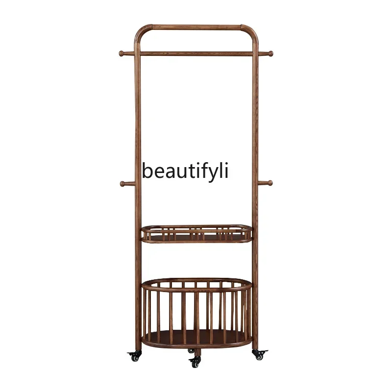 X Clothes Rack Floor Multi-Functional Solid Wood Hanger Household Integrated Storage Removable Coat Rack