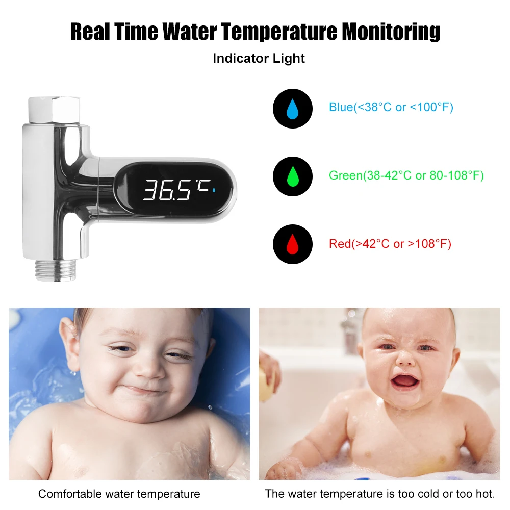 Bathing Temperature Meter Shower Faucets Water Thermometer Electricity Home LED Display Hot Tub  Water Temperature Monitor