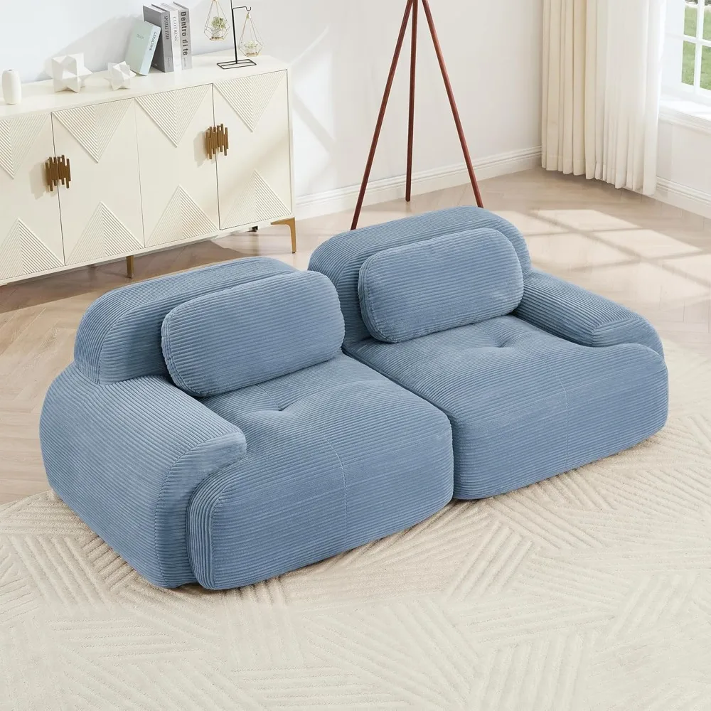 

Modular Sectional Sofa Boneless Couch, 81.8” Corduroy Loveseat Sofa Upholstered 2-Seater Couches with Deep Seat